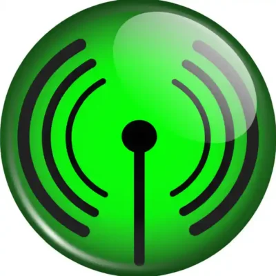Uzlīme Wifi zaļš apaļš 3D izpildījumā