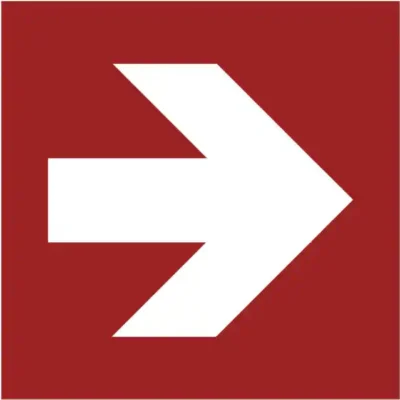 Ugunsdrošības uzlīme – 4.5. Virziens uz ugunsdzēsības līdzekļu atrašanās vietu 45 grādu leņķī