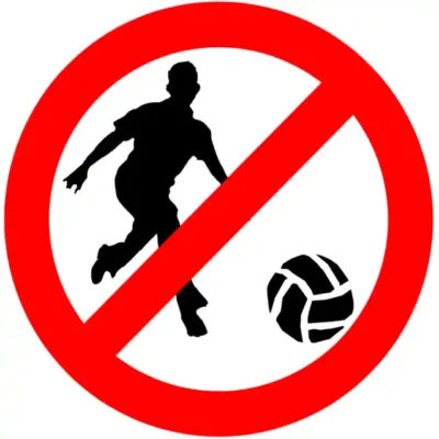Uzlīme Bumbu futbolu spēlēt aizliegts aizlieguma zīme