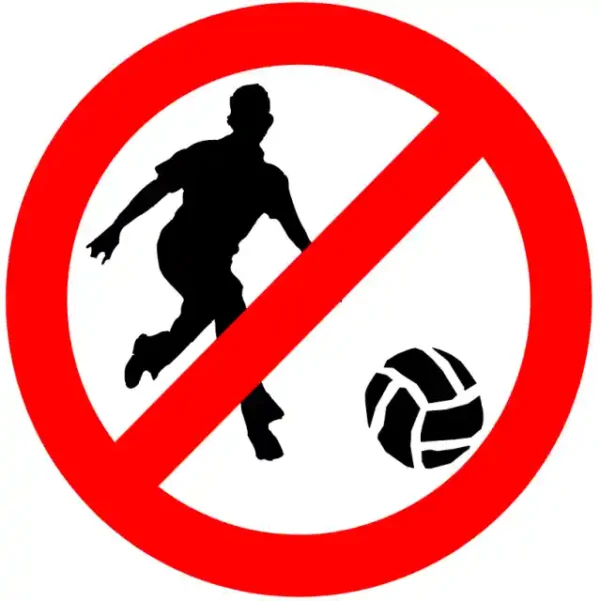 Uzlīme Bumbu futbolu spēlēt aizliegts aizlieguma zīme