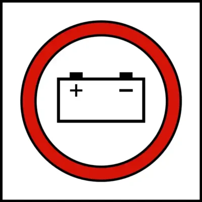 Uzlīme Akumulatorus baterijas nelikt neizmantot aizlieguma zīme
