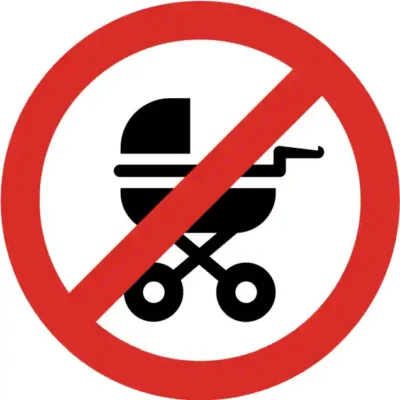 Uzlīme Ar bērnu ratiņiem ienākt aizliegts
