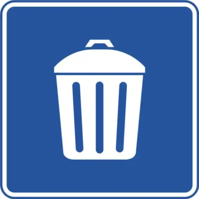 Uzlīme Atkritumu tvertne zils kvadrāts