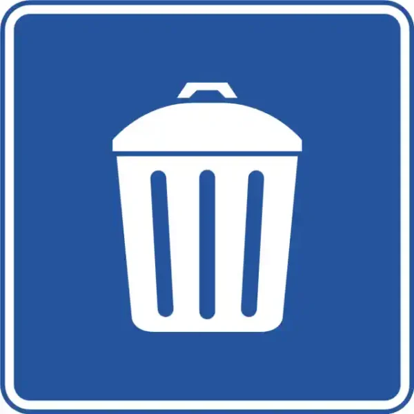Uzlīme Atkritumu tvertne zils kvadrāts