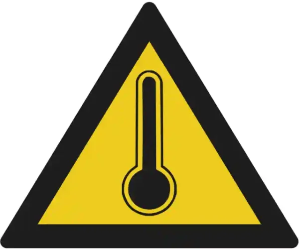 Uzlīme Uzmanību augsta temperatūra dzeltenas drošības zīmes alternatīva
