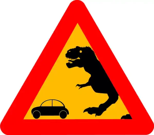 Uzlīme Uz ceļa dinoauri