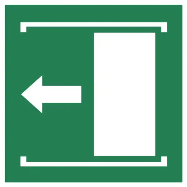 Uzlīme Durvis atveras bīdot uz kreiso pusi ISO 7010