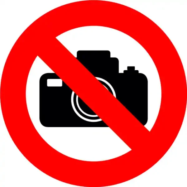 Uzlīme Fotografēt aizliegts aizlieguma zīme sabedriskās vietās