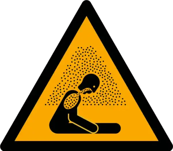Uzlīme Iespējams elpceļu traumas risks ISO 7010 brīdinājuma zīme