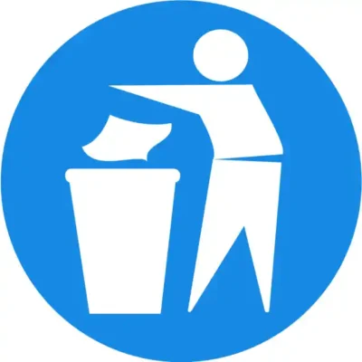 Uzlīme Izmest atkritumu konteinerā