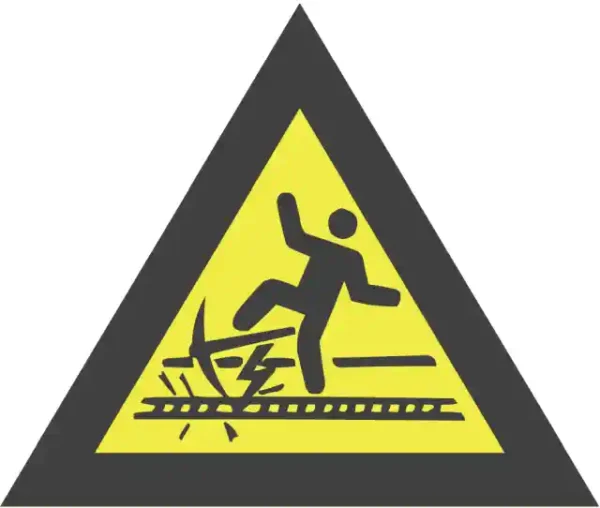 Uzlīme Uzmanību kabeļi zemē dzeltena darba drošības brīdinājuma zīme