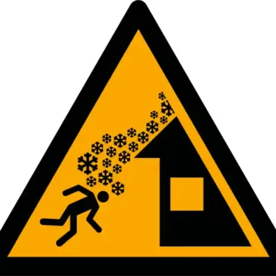 Uzlīme Krītošs sniegs no jumta ISO 7010 brīdinājuma zīme