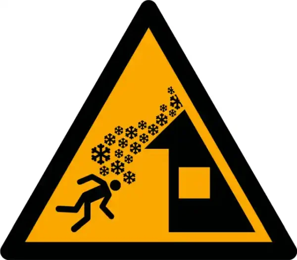 Uzlīme Krītošs sniegs no jumta ISO 7010 brīdinājuma zīme