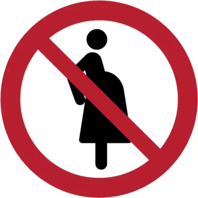 Uzlīme Nav paredzēts sievietēm grūtniecibas laikā ISO 7010 aizlieguma zīme