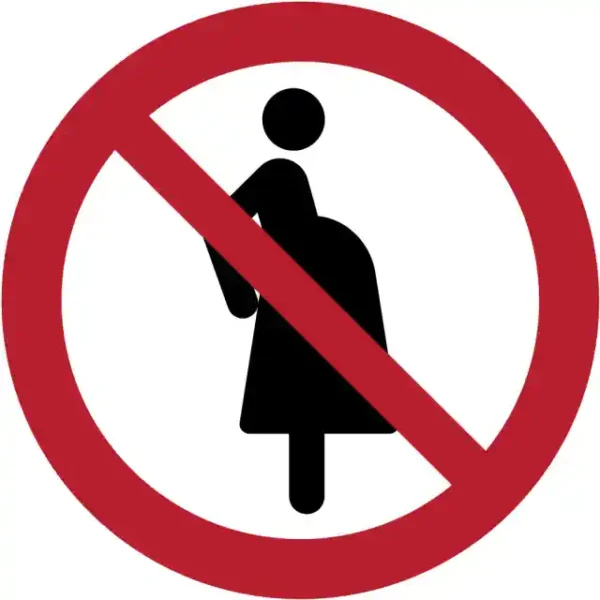 Uzlīme Nav paredzēts sievietēm grūtniecibas laikā ISO 7010 aizlieguma zīme