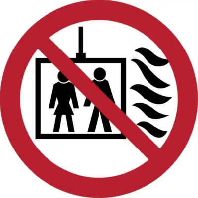 Uzlīme Nelietot liftu ugunsgrēka laikā ugunsdrošības zīme sabiedriskās vietās