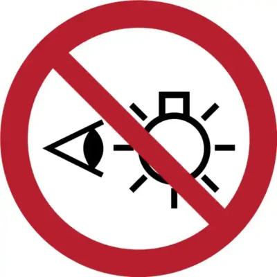 Uzlīme Neskatīties uz gaismas avotu ISO 7010 aizlieguma zīme