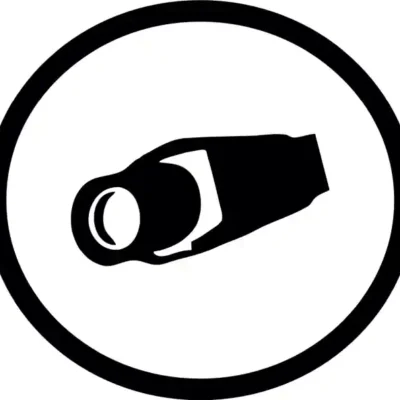 Uzlīme Uzmanību notiek videonovērošana melna apaļa zīme