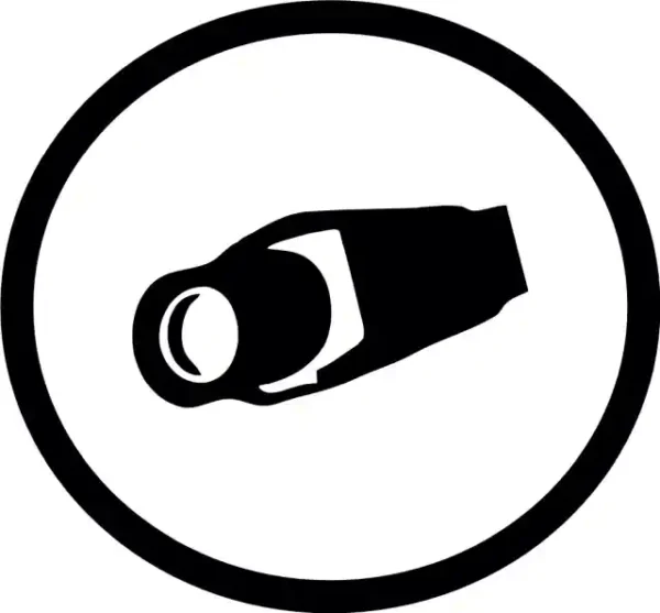 Uzlīme Uzmanību notiek videonovērošana melna apaļa zīme