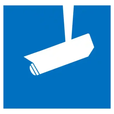 Uzlīme Uzmanību tiek veikta videonovērošana brīdinājuma zīme