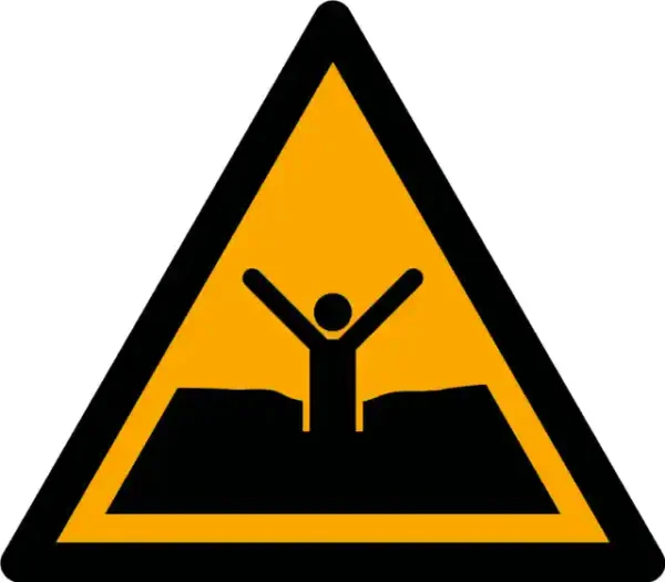Uzlīme Plūstošas smiltis ISO 7010 brīdinājuma zīme