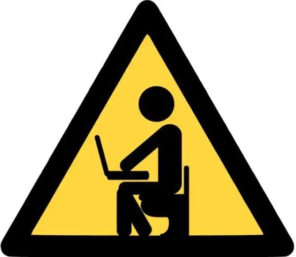 Uzlīme Uzmanību privāts dators dzeltena brīdinājuma zīme