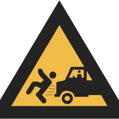 Uzlīme Uzmanību sargies no automobiļiem dzeltena brīdinājuma zīme