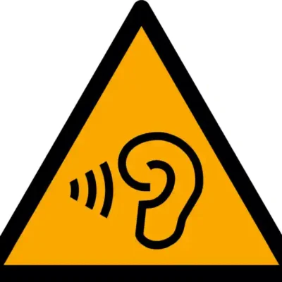 Uzlīme Skaļš fona troksnis ISO 7010 brīdinājuma zīme