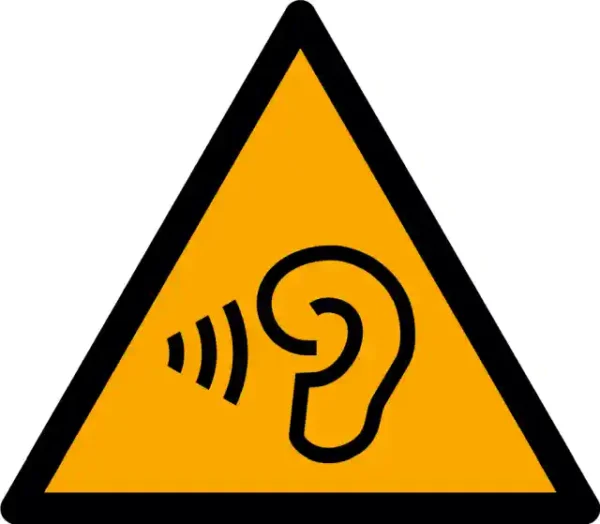 Uzlīme Skaļš fona troksnis ISO 7010 brīdinājuma zīme