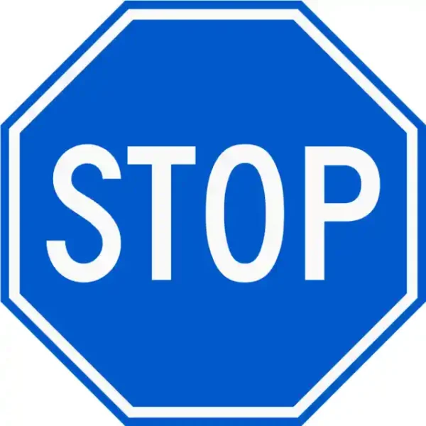 Uzlīme STOP zīme zila