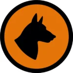 Uzlīme Uzmanību nikns suns apaļa oranža zīme