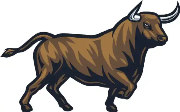 Dzīvnieku uzlīme - Bullis asiem ragiem iet uz otru pusi