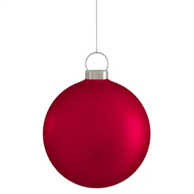 Reālistiska Ziemassvētku uzlīme - eglīšu mantiņa spīdīga, matēta, sarkana bumba