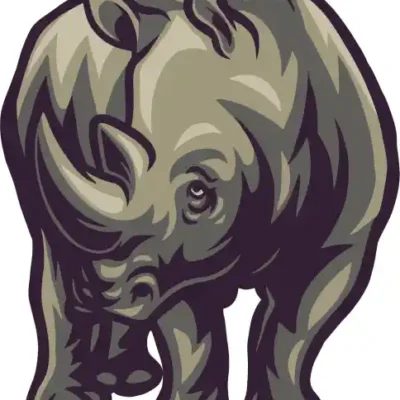 Dzīvnieku uzlīme - Degunradzis no priekšas