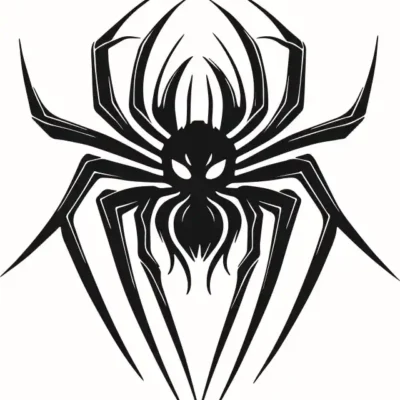 Dzīvnieku uzlīme - Spurains melnbalts zirnekļa zīmējums 1