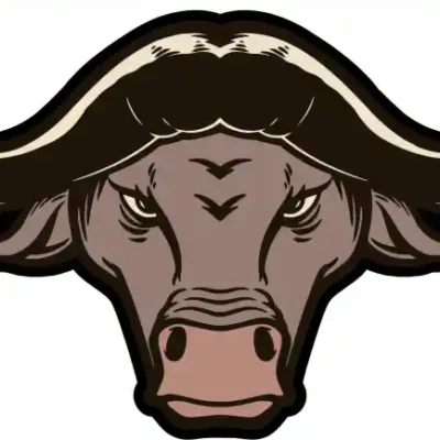 Dzīvnieku uzlīme - Zīmēta krāsaina dusmīga buļļa galva