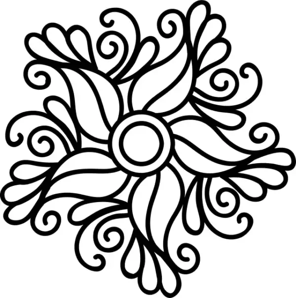 Ziedu uzlīme - Floristikas dizaina elements melnbalts ziedu ornaments 10