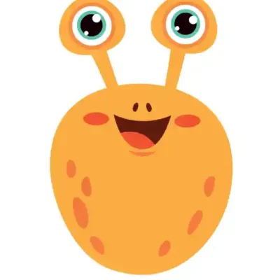 Dzīvnieku uzlīme - Oranža galva ar lielām acīm