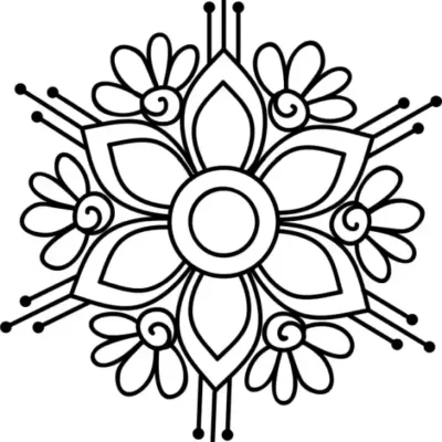 Ziedu uzlīme - Floristikas dizaina elements melnbalts ziedu ornaments 2