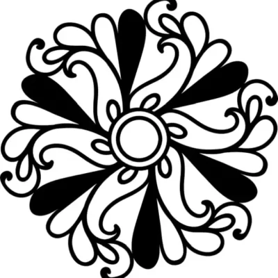 Ziedu uzlīme - Floristikas dizaina elements melnbalts ziedu ornaments 7