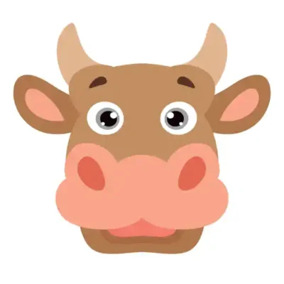 Dzīvnieku uzlīme - Govs galva ar lielām acīm