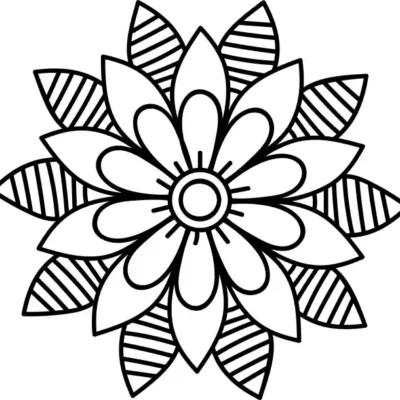 Ziedu uzlīme - Floristikas dizaina elements melnbalts ziedu ornaments 9