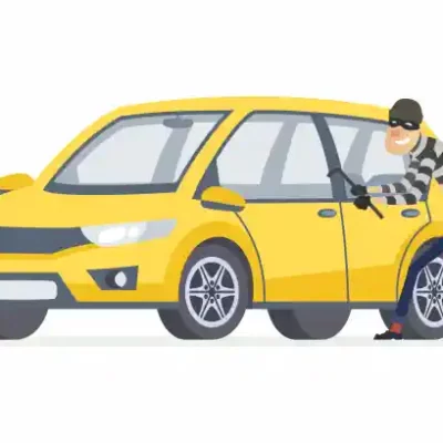 Auto moto uzlīme - Zaglis pie dzeltena auto