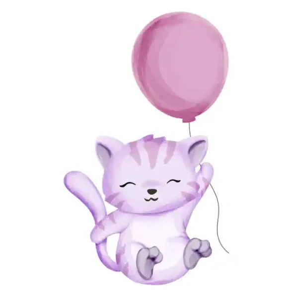 Kaķu uzlīme - Kaķēns un gaisa balons