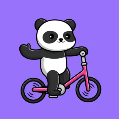 Velo uzlīme - Panda uz divriteņa