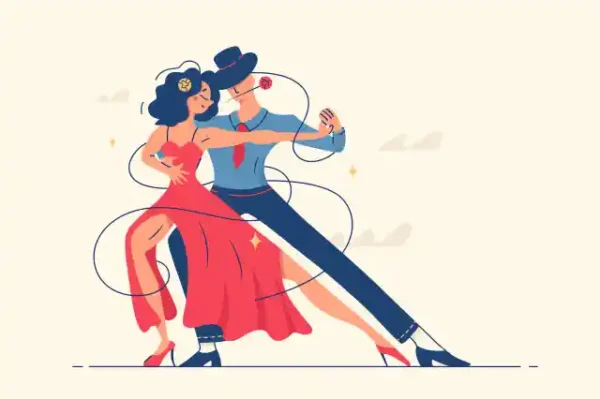 Mīlestības uzlīme - Pāris kaislīgā tango dejā