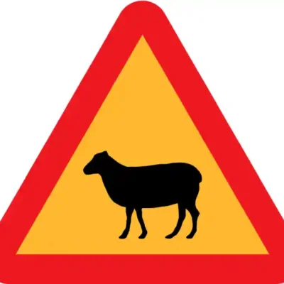 Uzlīme Uzmanību aitas brīdinājuma ceļazīme