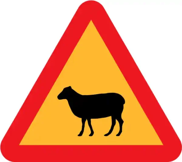 Uzlīme Uzmanību aitas brīdinājuma ceļazīme