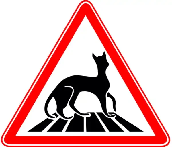 Uzlīme "Uzmanību, uz ceļa kaķi" brīdinājuma ceļazīme
