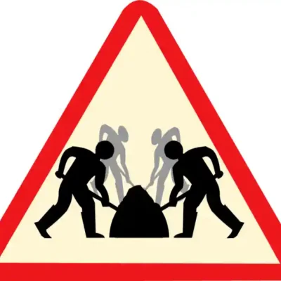 Uzlīme Uzmanību strādā kolektīvs brīdinājuma zīme